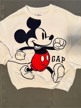 Gap / Disney White Sweatshirt with Black Mickey Graphic